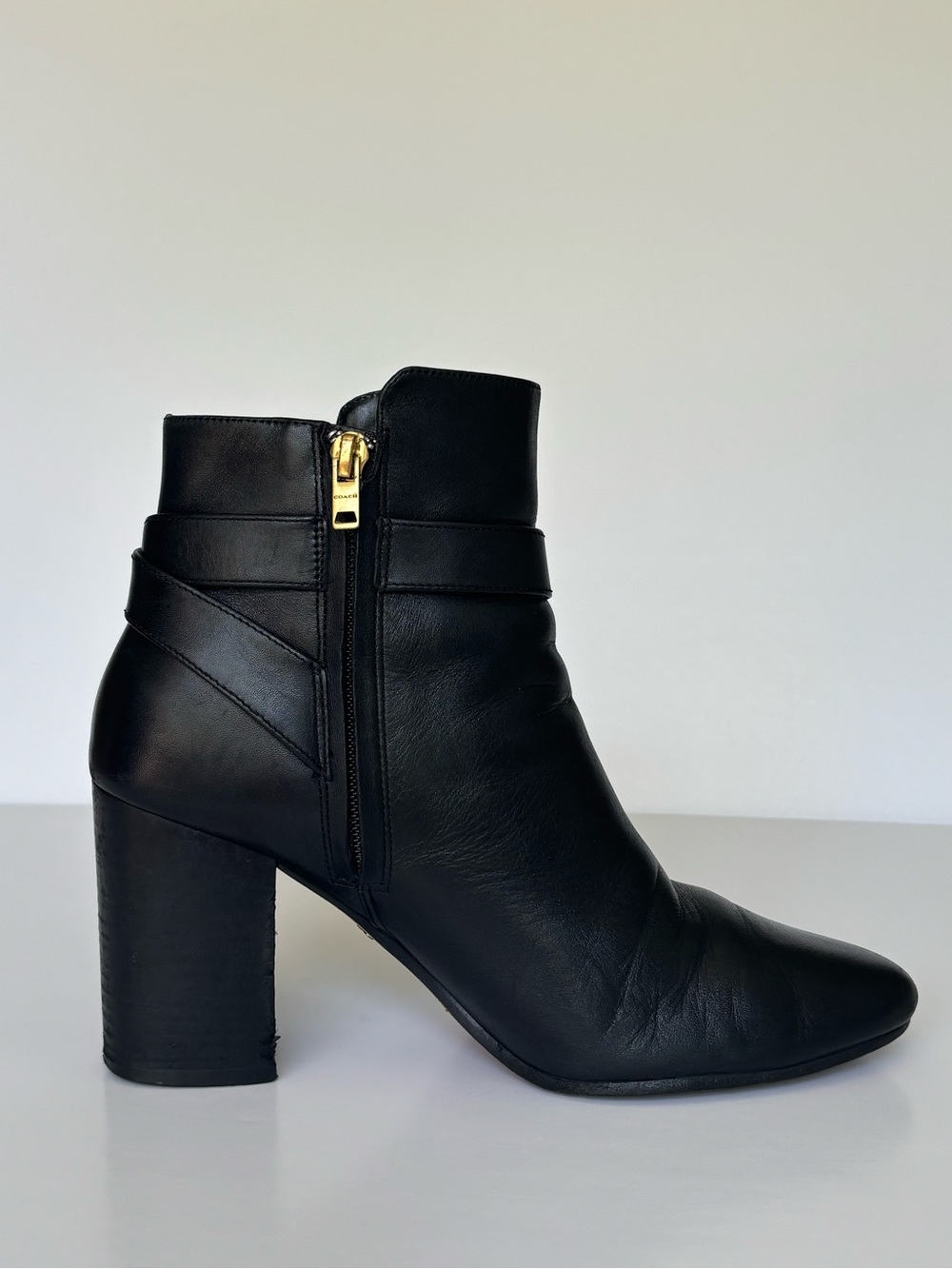 Coach Delaney Black Heeled Leather Boots (Size 38.5 / US 8B) - Picture 3 of 6
